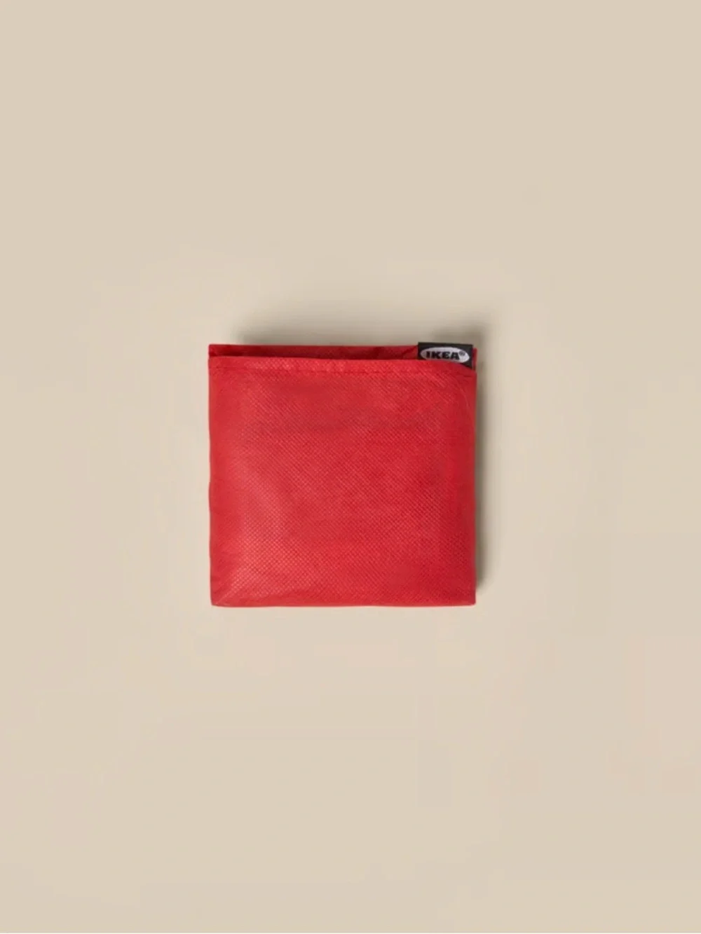 IKEA Foldable Cream Tote Bag with Red Handles